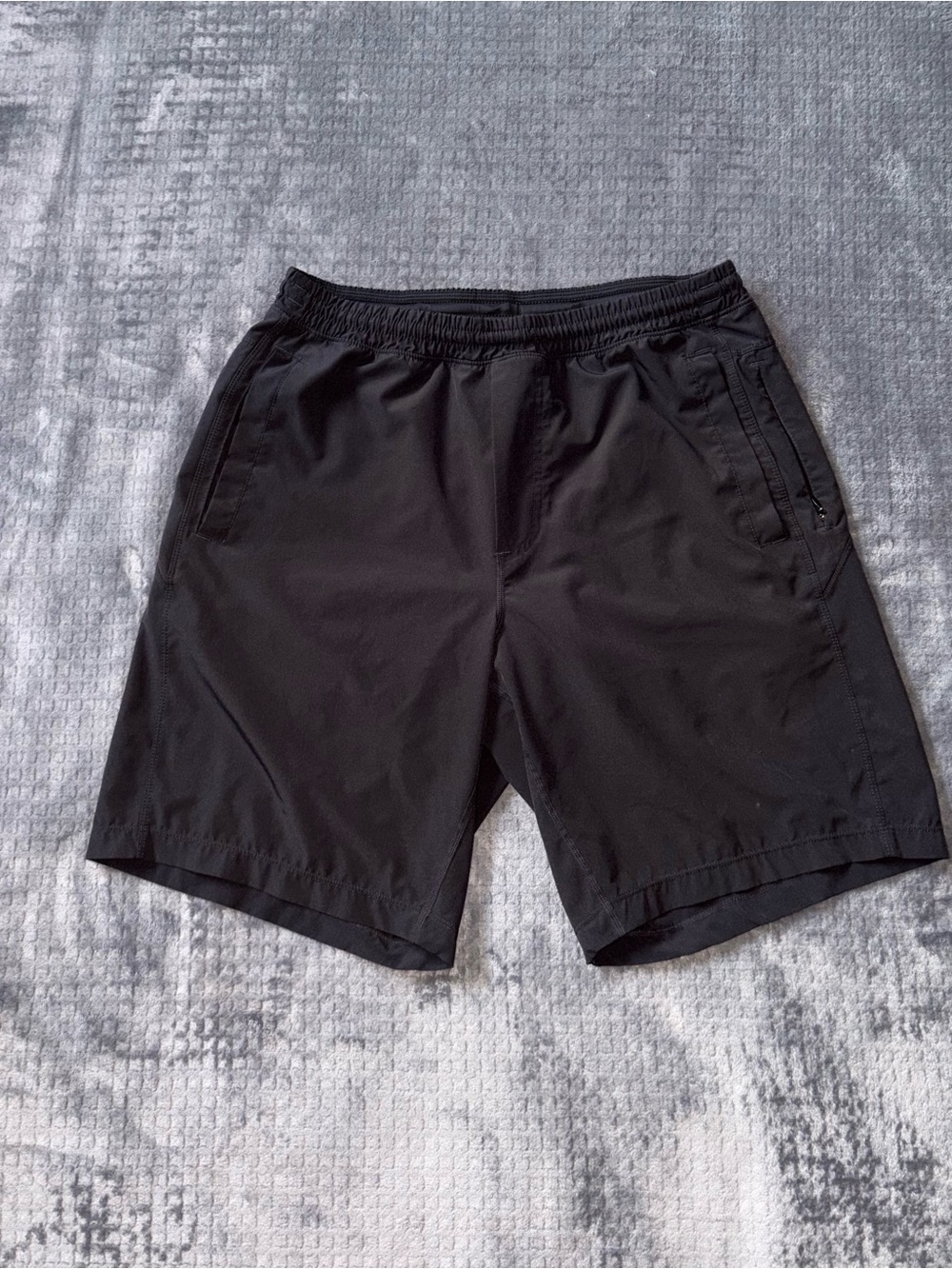 Bird Dogs Men’s L Long Black Lined Gym Shorts Zip Pockets Drawstring Stretch
